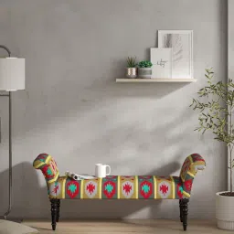 amberville from pepperfry Alpana Upholstered Recamier in Provincial Teak Finish-picture-8