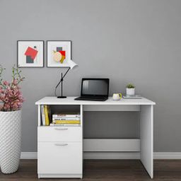 woodbuzz Denis Study Table in Frosty White Finish-picture-22