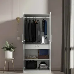 a globia creations Swiss 2 Door Wardrobe In Frosty White Finish With Drawer-picture-27