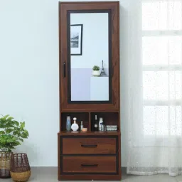 spacewood Kosmo Boston Dressing Table in Sheesham Finish With Mirror Storage-picture-36