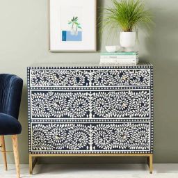 casagold Cleo Bone Inlay Chest of Drawer In Indigo Finish-picture-45