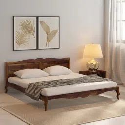 amberville from pepperfry Anne Sheesham Wood Queen Size Bed In Provincial Teak Finish-picture-45