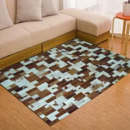 dazzhome Brown and Ivory Hair On Leather Abstract Hand Woven 9ftx12ft Carpet-picture-4