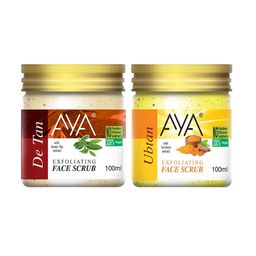 AYA Set Of 2 Detan & Ubtan Exfoliating Face Scrubs - 100 ml Each image 1