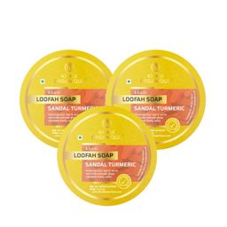 Khadi Organique Set Of 3 Sandal Turmeric Loofah Soap 125g Each-55