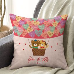 Indigifts Beige & Pink Printed Square Shaped Cushion-12