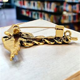LUCKY JEWELLERY Unisex Gold Plated Caduceus Doctor's Brooch-55