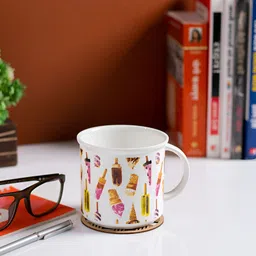 JCPL White & Red 2 Pieces Printed Ceramic Glossy Mug Set 490 ml-15