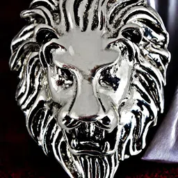 LUCKY JEWELLERY Unisex Antique Silver Oxidised Plating Lion Jaguar Face Shaped Brooch-picture-12