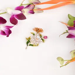 JOKER & WITCH Women Gold-Toned & White Idylla Floral Brooch-12