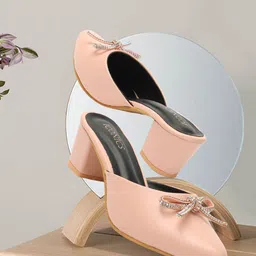 ICONICS Bow Embellished Block Heel Mules-35
