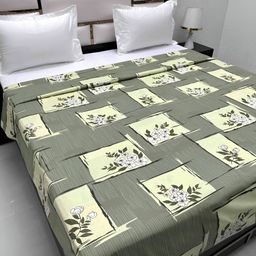 Pure Decor Green & Yellow Floral Printed 260 TC Pure Cotton King Duvet Cover With Zipper-picture-10