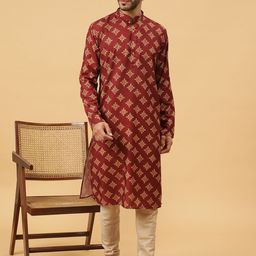 TABARD Ethnic Motifs Printed Regular Pure Cotton Kurta With Churidar-image-57