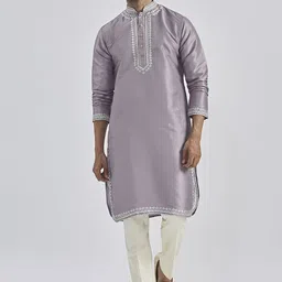 VASTRAMAY Ethnic Motifs Yoke Design Thread Work Straight Kurta With Trouser-picture-19