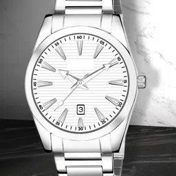 Shocknshop Men Stainless Steel Bracelet Style Straps Analogue Watch WCH87White-57