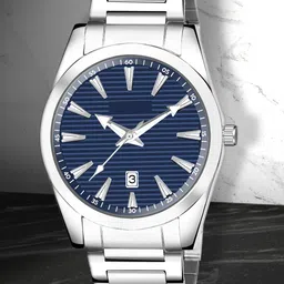 Shocknshop Men Stainless Steel Bracelet Style Straps Analogue Watch WCH87Blue-31