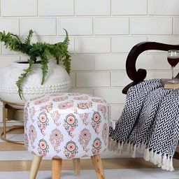 Shadowkart White & Brown Printed Pouffes Sitting Ottomans-image-76