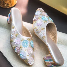 NR By Nidhi Rathi Embellished Block Mules-58