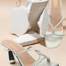 madam glorious Open Toe Synthetic Leather Block Heels-7