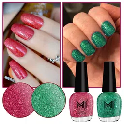 MI FASHION Set Of 2 Ultra Glass High Shine Glitter Long Stay Nail Polish - 15ml Each-14