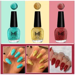 MI FASHION Set of 3 Vernis A Ongles High Shine Glitter Nail Polish - 15 ml each-image-98