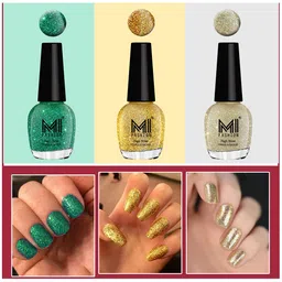 MI FASHION Set Of 3 Ultra Glass High Shine Glitter Long Stay Nail Polish - 15ml Each-image-46