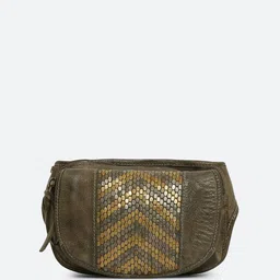 ART N VINTAGE Textured Leather Cross Over Waist Pouch-14