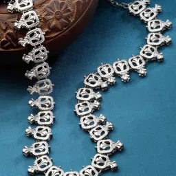 KARATCART Silver-Plated Pearl-Beaded Oxidised Kamarbandh-picture-21