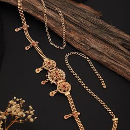 Saraf RS Jewellery Gold-Plated Kundan-Studded Waistchain-58