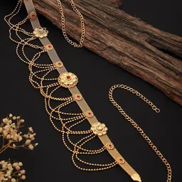 Saraf RS Jewellery Gold-Plated CZ Studded Waistchain-27