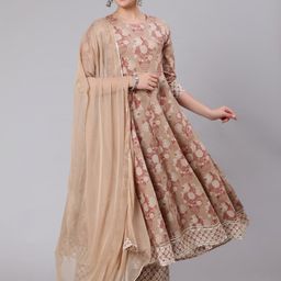 AADAT Ethnic Motifs Printed Gotta Patti Regular Pure Cotton Kurta With Palazzos & Dupatta-picture-48