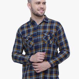 Kuons Avenue Men Smart Slim Fit Tartan Checked Cotton Casual Shirt-picture-4
