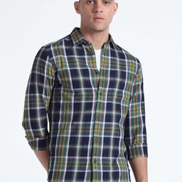 Flying Machine Slim Fit Tartan Checked Pure Cotton Casual Shirt-picture-37