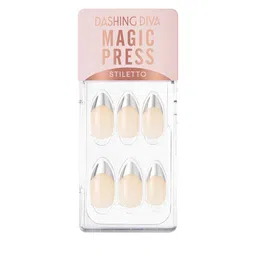 Dashing Diva MAGICPRESS Cream & Silver Edge French Nails-17