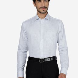 METAL Slim Fit Micro Ditsy Printed Spread Collar Formal Shirt-image-73