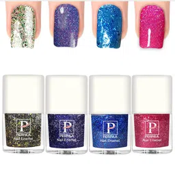 PERPAA Glitter Light Set Of 4 Flashing Sparkly UV Gel Nail Polish -5ml Each - 91-92-93-98-17