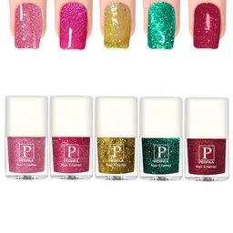 PERPAA Set Of 5 Glitter Light Flashing Sparkly UV Gel Nail Polish-5ml Each-97-98-99-100-90-40