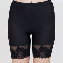 PLUMBURY Women Pack of 2 Slim Fit High Rise Rapid Dry Cycling Shorts With Lace-image-43