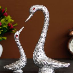 eCraftIndia Set Of 2 Silver-Toned Handcrafted Decorative Figurine Showpieces-image-87