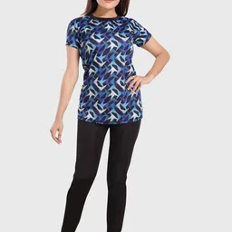 ROVARS Women Blue & Black Printed Two-Piece Swim Set without Pads-image-29