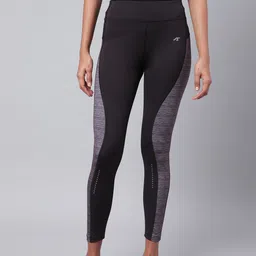 Alcis Women Black & Grey Colourblocked Secure Fit Training Tights-image-71