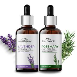 Aravi Organic Set of 100% Pure Lavender & Rosemary Essential Oil for Hair & Skin Care-25