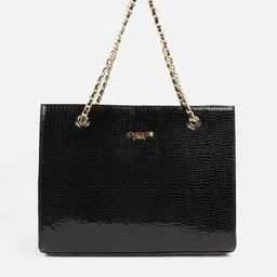 Carlton London Women Black Textured Oversized Handheld Bag-19