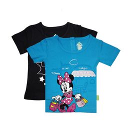 Bodycare Kids Girls Pack of 2 Blue & Black Minnie Mouse Printed  Cotton T-shirt-image-47