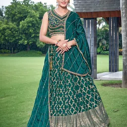 CHANSI Embroidered Mirror Work Ready to Wear Lehenga & Blouse With Dupatta-picture-6