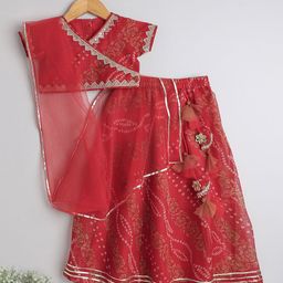 The Magic Wand Girls Printed Gotta Patti Ready to Wear Lehenga & Blouse With Dupatta-picture-2