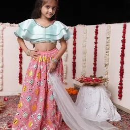 VASTRAMAY Girls Mirror Work Ready to Wear Lehenga & Blouse With Dupatta-picture-33