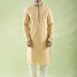 Arihant Rai Sinha Men Floral Embroidered Regular Chanderi Silk Kurta with Churidar-picture-11