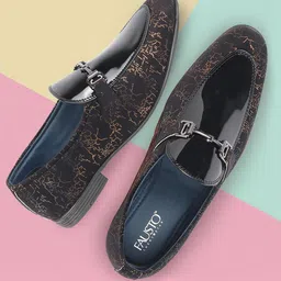 FAUSTO Men Printed Slip-On Horsebit Loafers-image-16