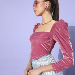 STREET 9 Women Pretty Pink Solid Velvet Top-image-75
